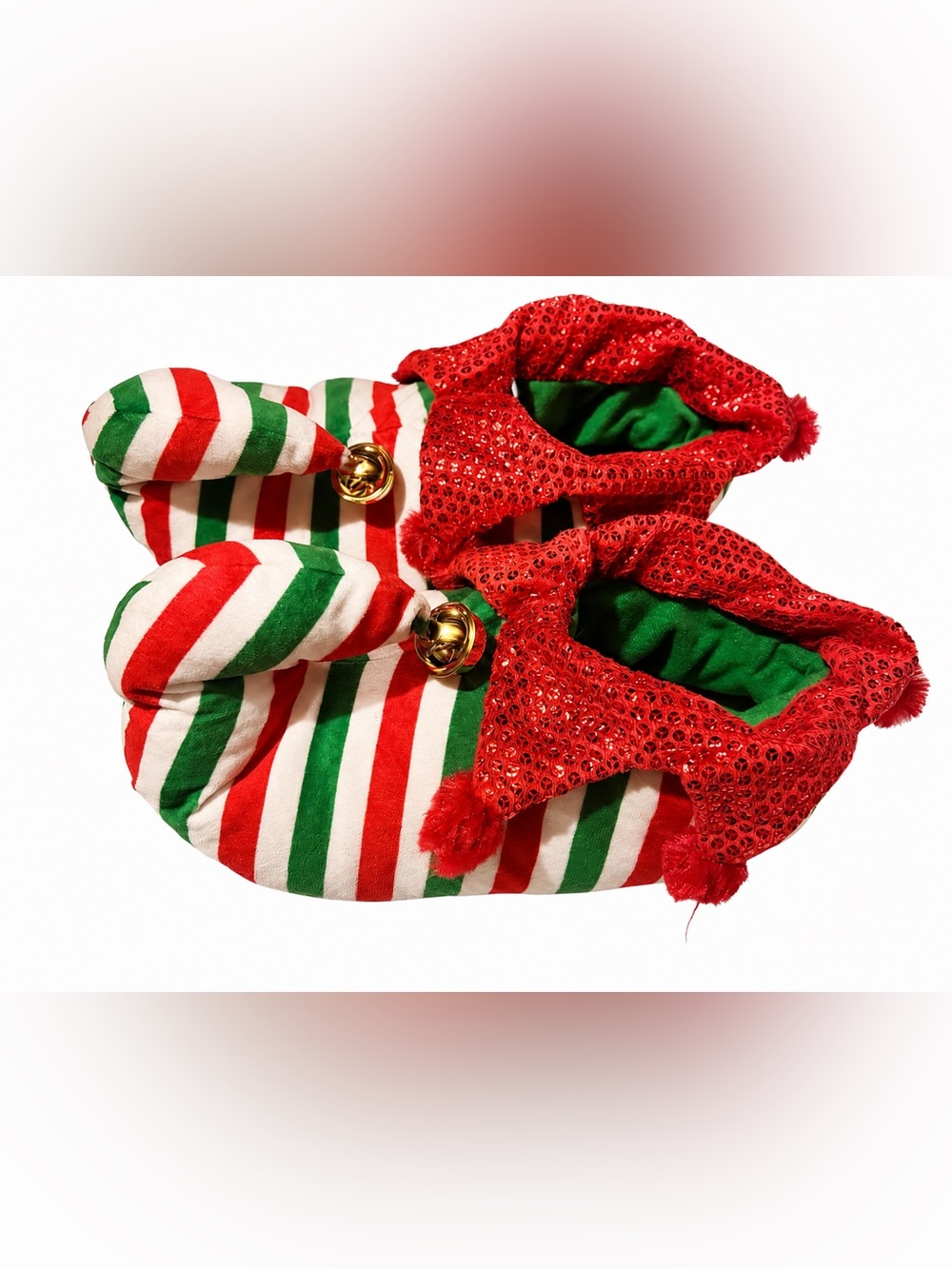 Festive Red & Green Holiday Elf Slippers - Women Accessories
